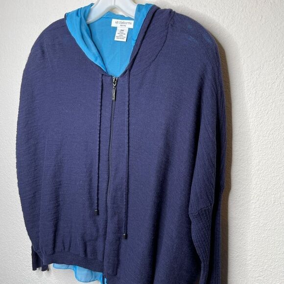 Liz Claiborne Petite Zip Jacket Blue - Picture 2 of 7